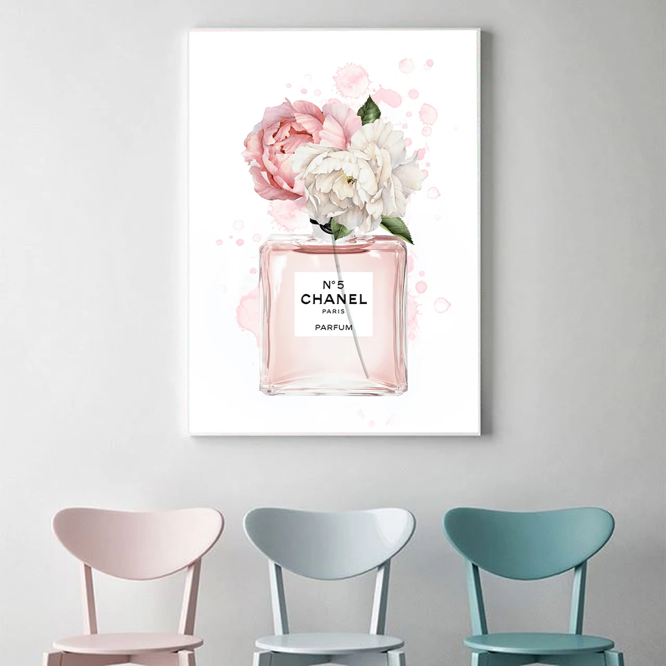 

Fashion No 5 Perfume Peony Canvas Paintings Paris Brand Wall Art Pictures Nordic Posters and Prints For Living Room Home Decor