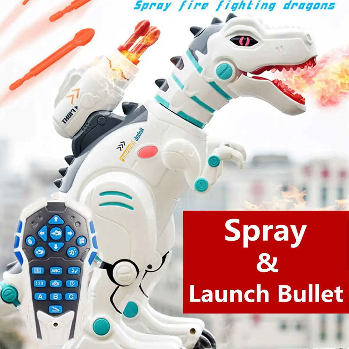 

Remote Control Dinosaur Robot Toy Water Spray Bullet Launch Simulation Animal Model Electric Dinosaur Music Boys Kids Gift