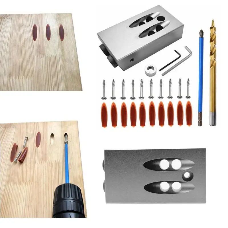 Woodworking Oblique Hole Locator Hole Jig Kit Hole Puncher Locator DIY Carpentry Tools Angle Drill Guide Set DIY Carpentry Tools