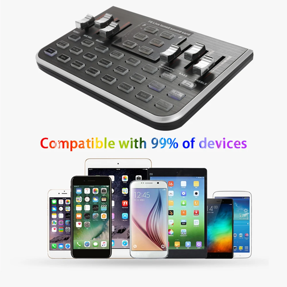 

Studio Audio Mixer Microphone Karaoke Excellent Quality Professional USB Headset Webcast Steamer Live Sound Card F8 4 Modes