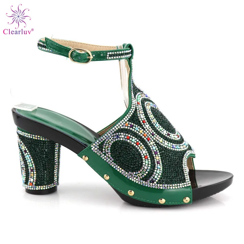 Green Color Women Summer Slip on Low Heels Women Shoe
