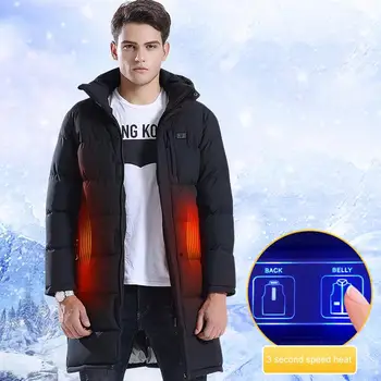 

Men's Electric Heated Coat Winter Outdoor Long Electric Heated Coat Smart USB Charging Heated Jacket Electric Heated Coat