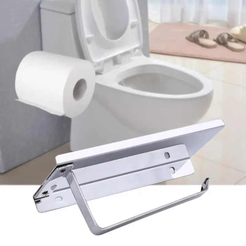 

New Stainless Steel Bathroom Paper Phone Holder Shelf Bathroom Toilet Paper Holder Tissue Boxes Mobile Phones Towel Rack