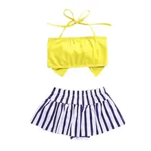 Модные комплекты для новорожденных, лето бикини купальники Разделение купальник для маленькой девочки Двойка плавательный ванный комплект