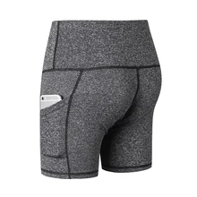 Новые женские леггинсы высота талии Йога спортивные шорты для фитнеса стрейч боковые карманы Бег тренировки Короткие штаны колготки