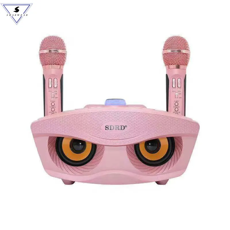 Tanie SD 306 przenośne rodzina system do karaoke dwa bezprzewodowe mikrofony z 20w głośnik Stereo Bluetooth pojemnościowy mikrofon do karaoke