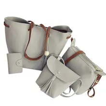 Женские сумки 4 шт. набор из искусственной кожи Сумка через плечо сумка кошелек с кисточками