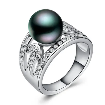 

925 silver jewelry treasure ring Pearl open ring rings Black Pearl Indian Jewelry Valentine's Day fashion ring men jewelry B899