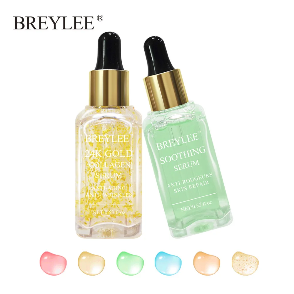 

Breylee 2pcs 24k Gold Serum Lifting Firming Collagen Face Skin Care Collagen Whitening Anti-aging Wrinkle Moisturizing Essence