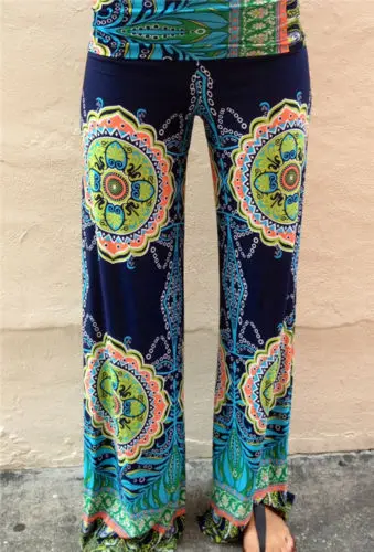 Женские свободные брюки с цветочным принтом Широкие Длинные Стрейчевые