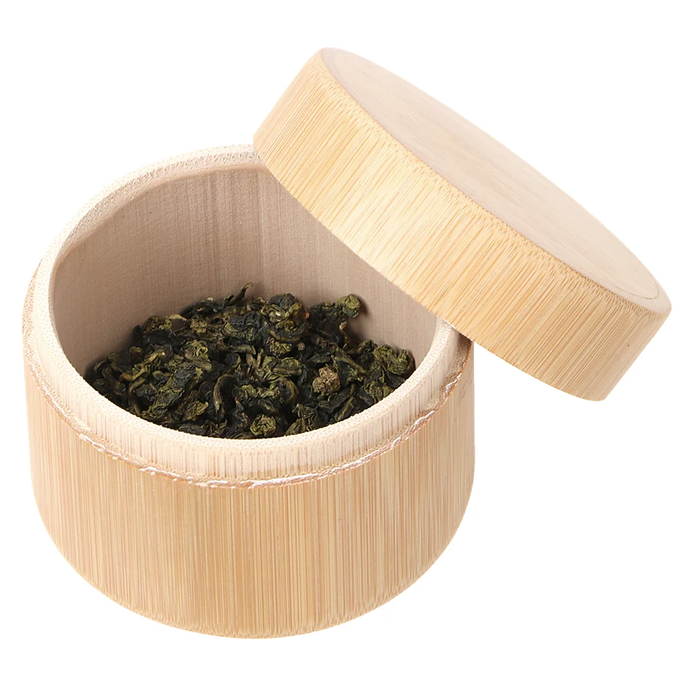 Натуральный банка для чая держатель для хранения чайные добавки круглая бамбуковая коробка для чая Мини Портативный деревянный контейнер Matcha Органайзер