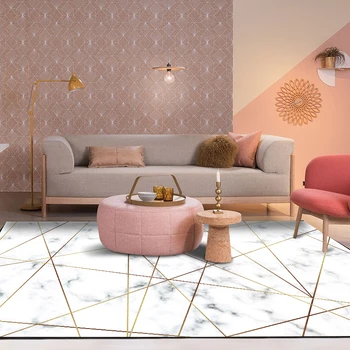 

Fashion Nordic Modern White Marble-like Crossed Lines Print Bedroom Living Room Parlor Area Rug Carpet Doormat Kitchen/Footmat
