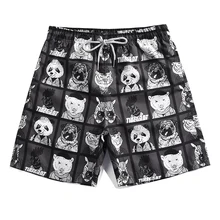 Новое поступление Для мужчин бордшорты мальчика черный плавание Мужские шорты для купания человек животное напечатаны серфинг шорты Мальдивы купальники свободные пляжные штаны