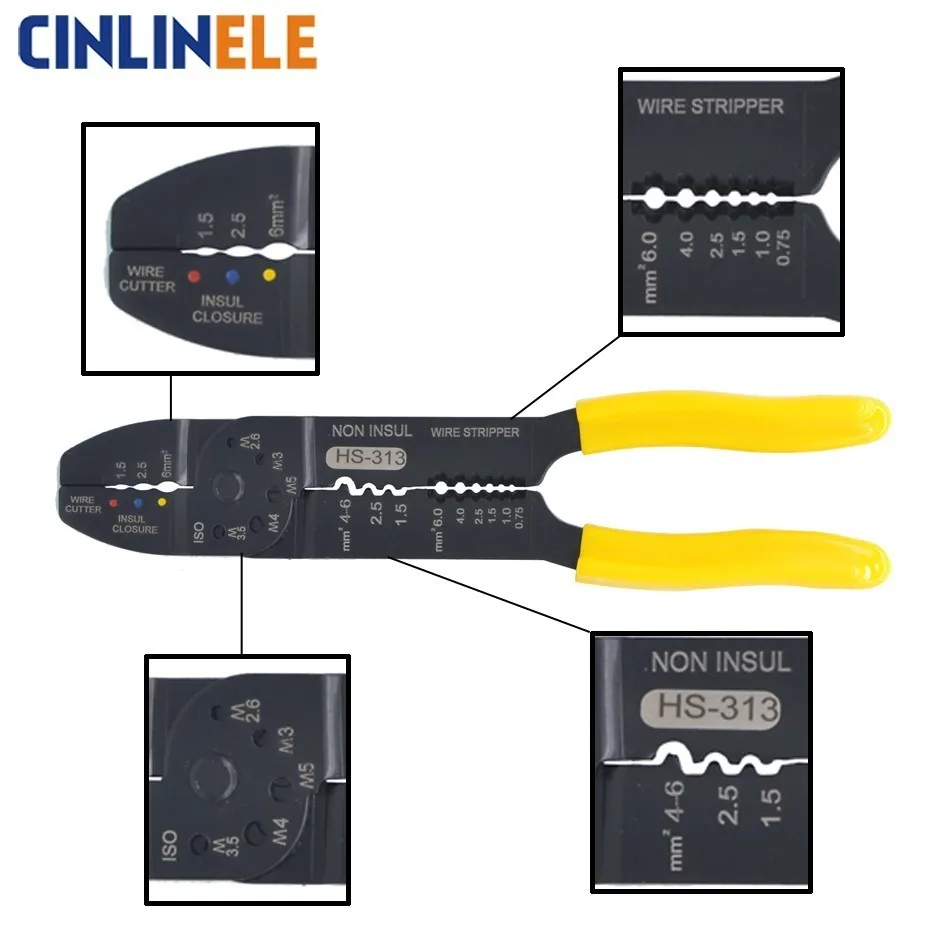 

Free Shipping Multitool Crimping Pliers Electrical Terminal Combination Multi Tool Wire Stripper Cut Alicates Electricos HS-313