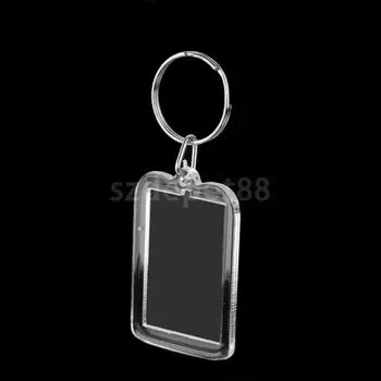 

10pcs Rectangle Blank Insert Photo Picture Frame Split Ring Keychain 3.3*5cm