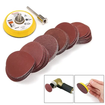 

60Pcs 2'' 50mm Hook Loop Sander Backing Pad Shank 100-2000 Grit Sanding Disc