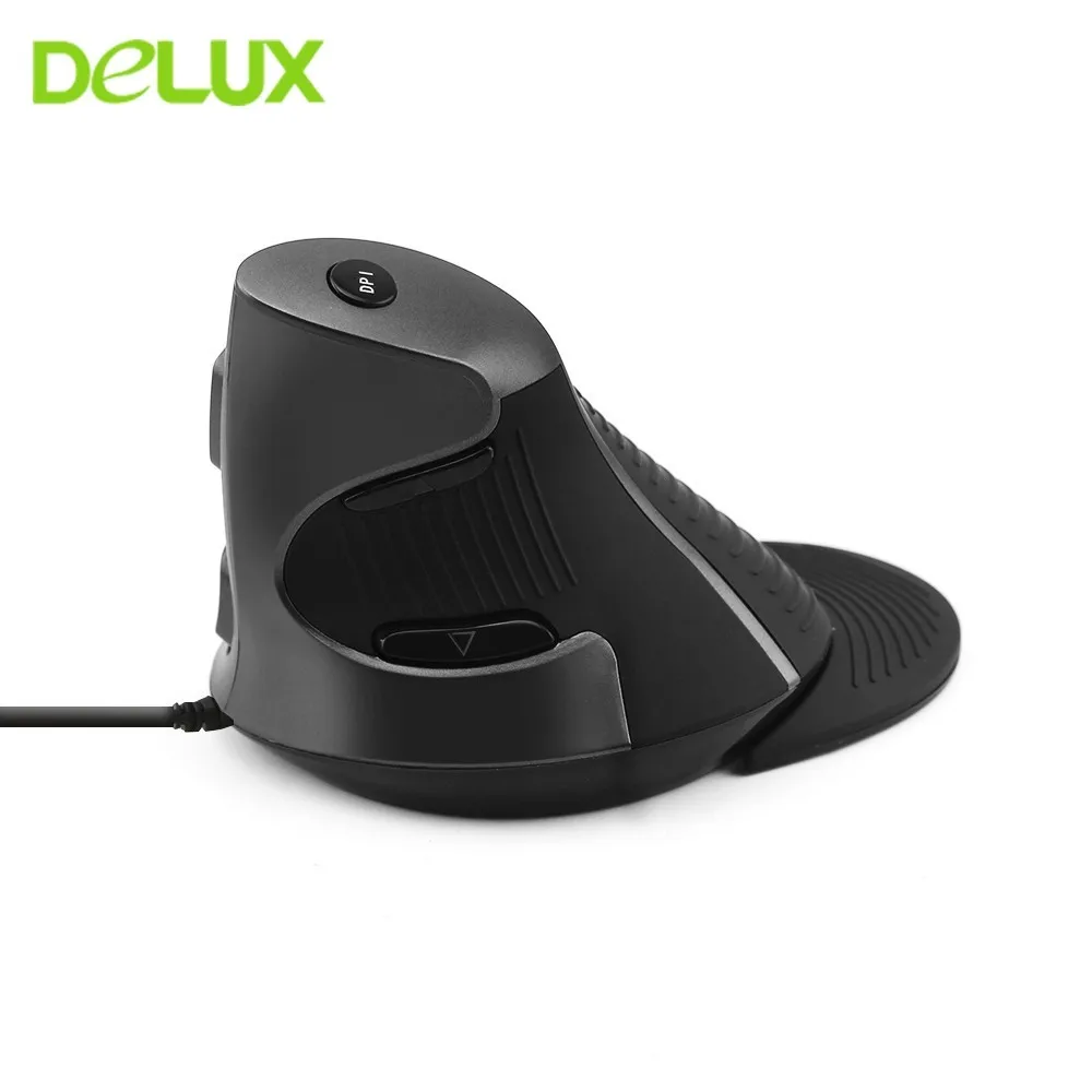 

Delux M618 USB Optical Wired Mouse 6 Buttons 1600DPI Ergonomic Wireless Vertical Computer Mouse With Wrist mat For Laptop PC
