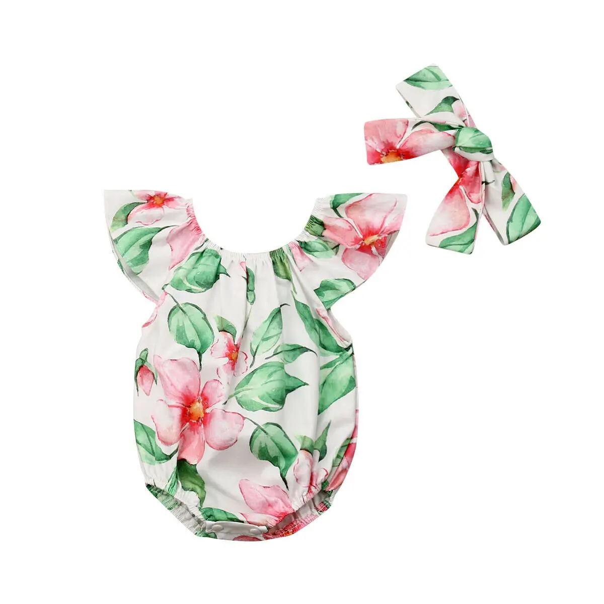 

Cute Newborn Baby Girls Romper Flower Baby Clothing Summer Sleeveless Jumpsuit Playsuit + headband 2019