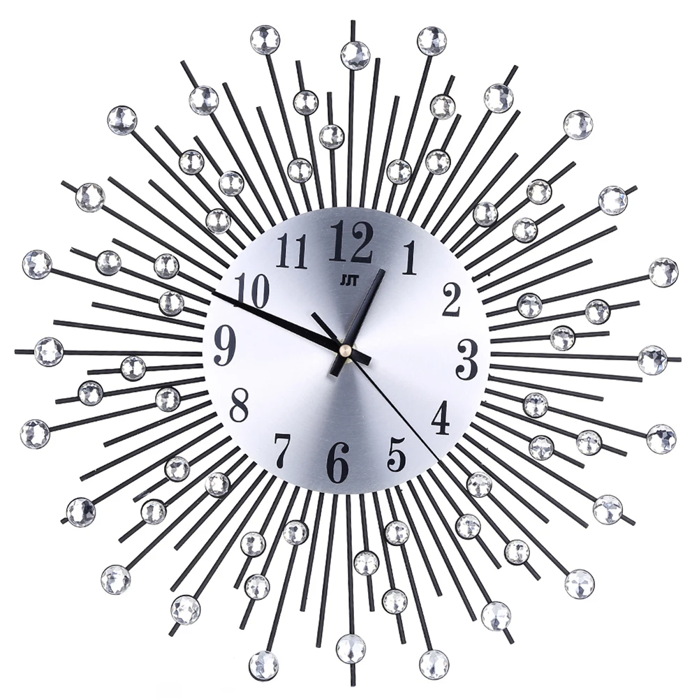 Reloj de pared de Metal más diamante arte de hierro con incrustaciones de diamante flor sala de estar dormitorio silencio Reloj de pared decoración del hogar Reloj de pared de Metal más diamante arte de hierro con incrustaciones de diamante flor sala de estar dormitorio silencio Reloj de pared decoración del hogar