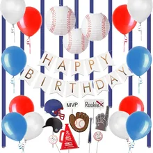 Sports Theme Kids Birthday Decoration With Happy Birthday Banner Baseball Theme Photo Props Hanging Lanterns Boys Birthday Decor