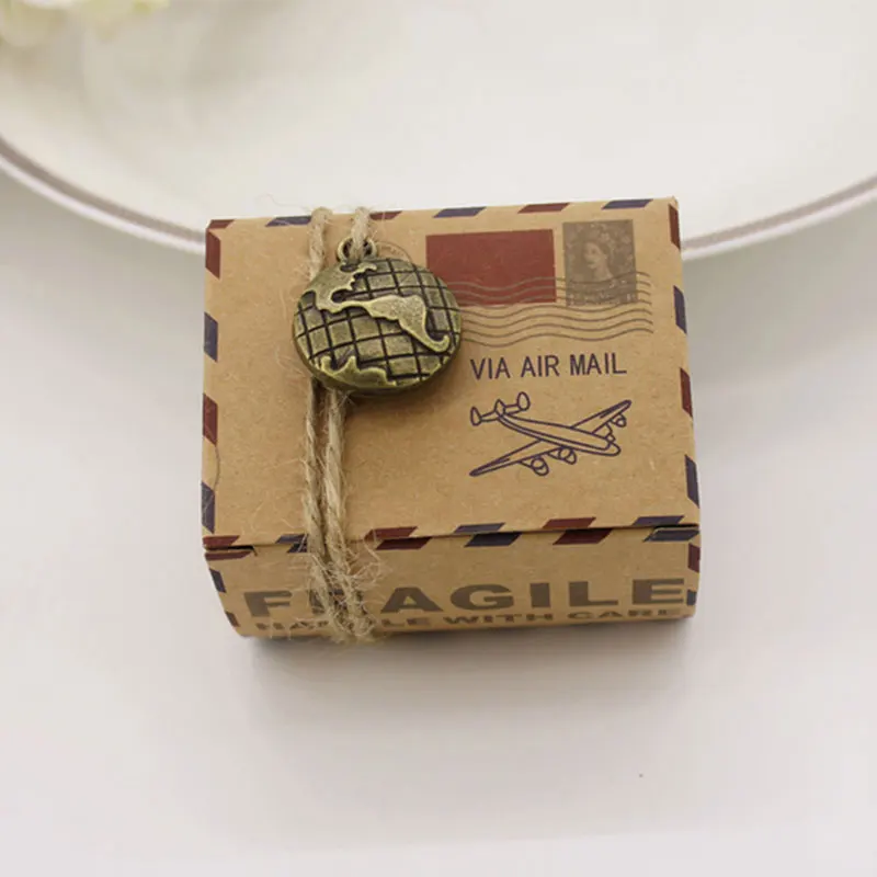 6 шт. воздушная почта самолет тема путешествия винтажные сувениры крафт-бумага коробка для конфет упаковочные коробки свадебный подарок сувениры подарок