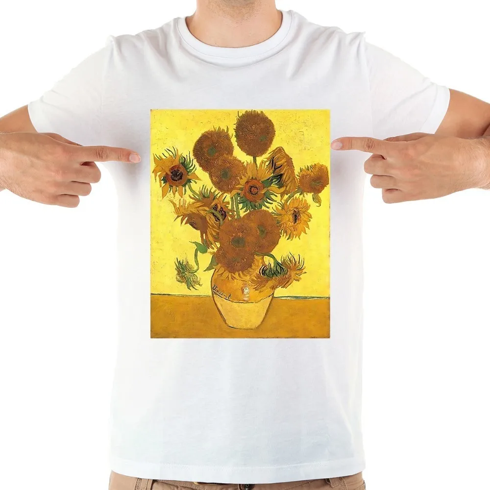Винсент Ван Гог известный подсолнухи Les Tournesols художественная футболка homme JOLLYPEACH