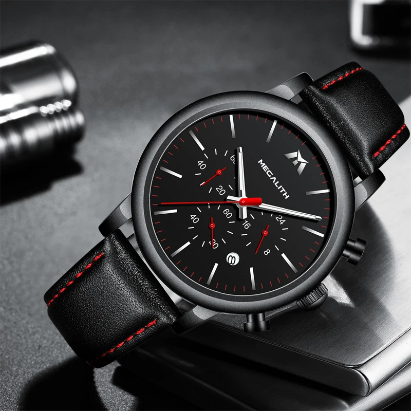 MEGALITH Fashion Mens Watches Waterproof Quartz Watches For Mens Black Leather Strap Wrist Watches Male Clock Relogio Masculino MEGALITH Fashion Mens Watches Waterproof Quartz Watches For Mens Black Leather Strap Wrist Watches Male Clock Relogio Masculino
