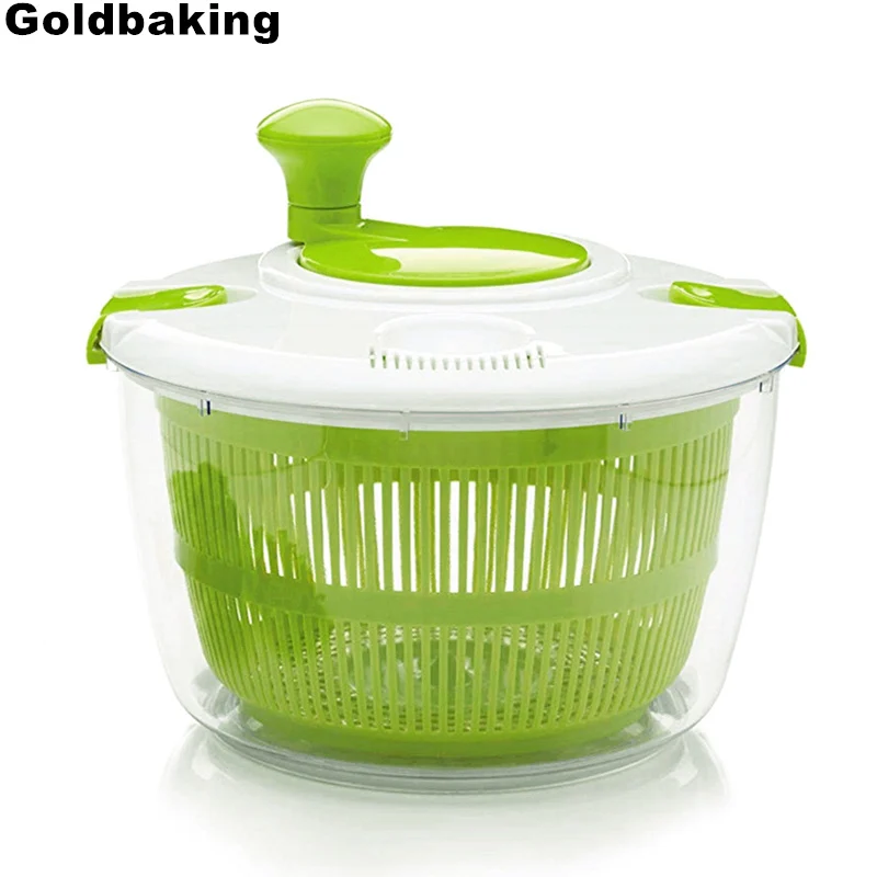 

5qt Herb Salad Spinner BPA Free-Manual Lettuce Dryer Vegetable Washer Quick Dry Design Easy Spin for Tastier Salads Locking Lid