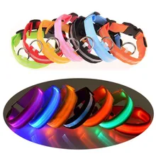 1PC Nylon Pet Dog Collar LED Light Night Safety Glowing Pet Supplies Cat LED Dog Collar Pet Accessories For Small Dogs Light XW.