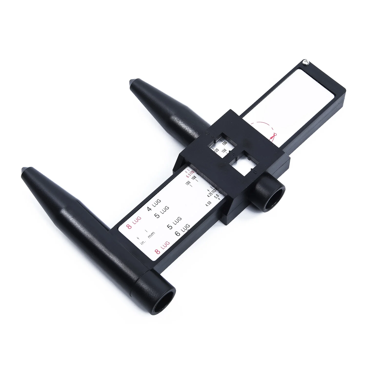 

1pcs 6.9*4.6 inches Black PCD Gauge Ruler Rim Car Wheel Bolt Pattern Measuring Gauge Tool Hole 4 5 6 8 Lug