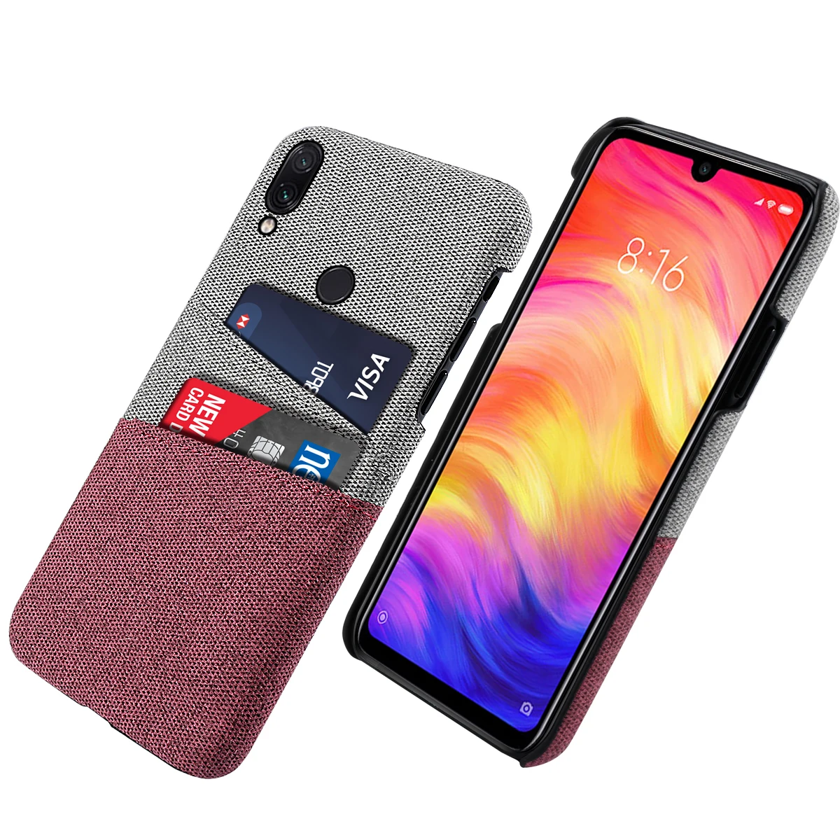 

For Xiaomi Redmi Note 7 Pro Case Ultra Slim Hard PC Protective Cloth Cover with 2 Cards Slots Shockproof Fundas for Redmi GO