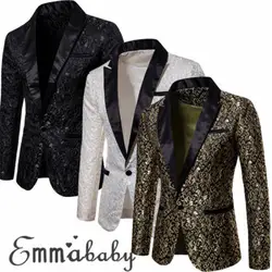 Slim Fit Blazer Для мужчин 2018 Новое поступление Для мужчин s блейзеры с цветочным рисунком цветочный спортивные пиджаки для выпускного элегантные