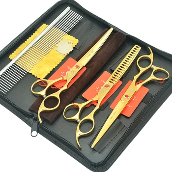 

Meisha 7.0" Dog Grooming Cutting Shears Pet Trimming Scissors JP440C Fish Bone Thinning Tesouras Animal Curved Cut Tools HB0218