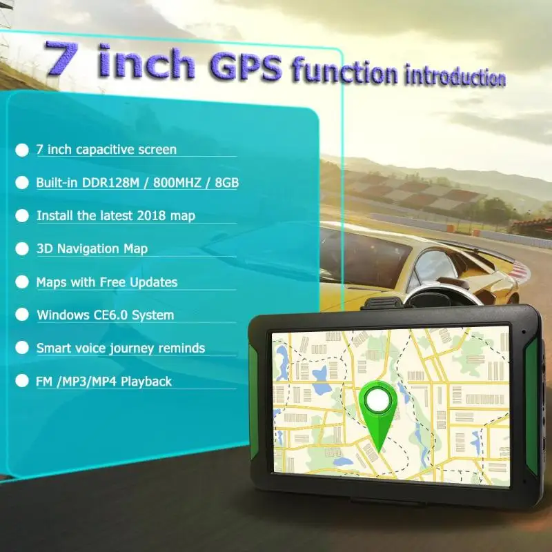 VODOOL S7 7 дюймов Сенсорный экран автомобиля gps-навигатор для грузовика Системы Портативный 8 GB fm-передатчик автомобильный gps-навигатор аксессуары навигатор