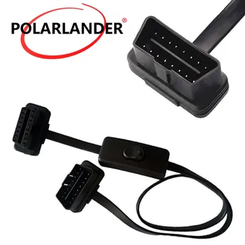 

Flat Thin Cable Connector OBD2 Black 16 Pin Adapter Extension with Switch 60cm elm327 car diagnostic tool
