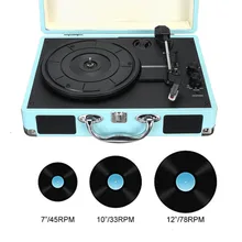 Vintage 100-240V 33/45/78 RPM bluetooth portátil maleta tocadiscos vinilo LP registro teléfono Player