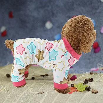

Pet Clothes Small Dog Pink Star Pajamas Clothing Static-free Cotton Soft Cute Jumpsuit Shirt Patterns Cozy Cat Sleepwear XS-XL