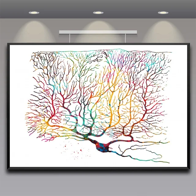 

Watercolor art Purkinje Neuron poster Canvas Art Print Wall Pictures for Living Room No Frame