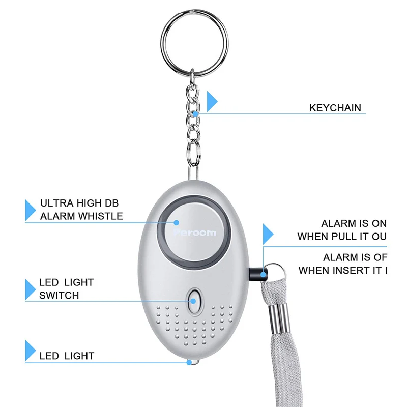 Personal Alarm Keychain Emergency Security Alarms With LED Light 140db Personal Alarm For Women Elderly Kids Night Workers