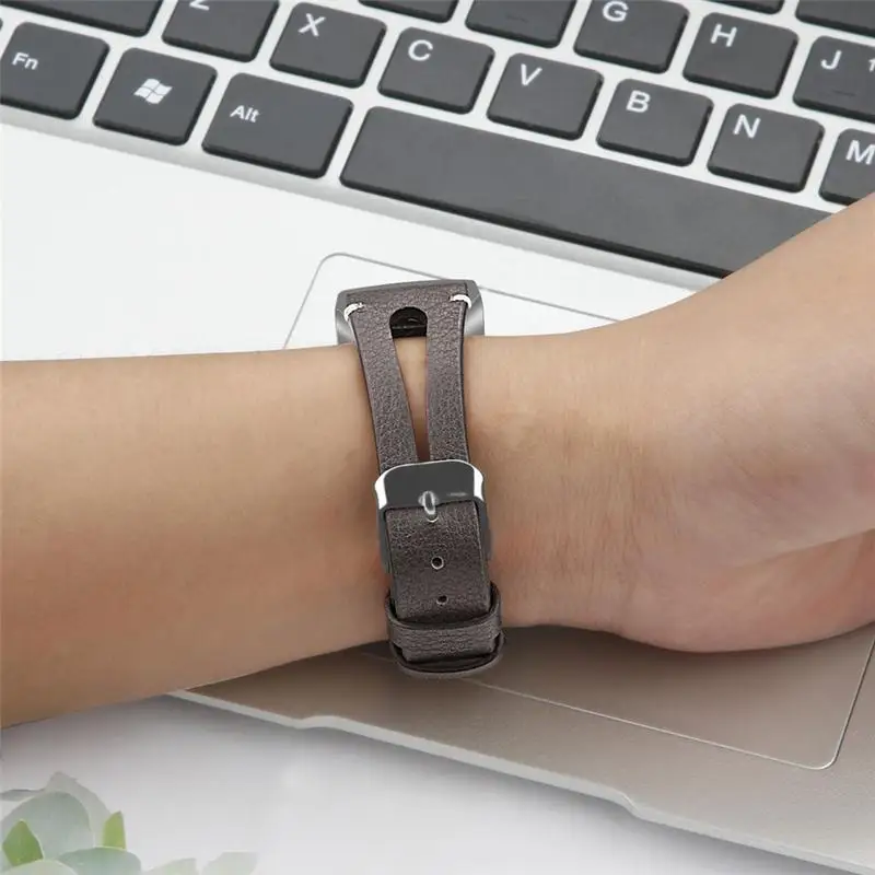 

Leather Watch Strap For The Fitbit Charge 3 Watch Band Metal Top Layer Cowhide Open Strap