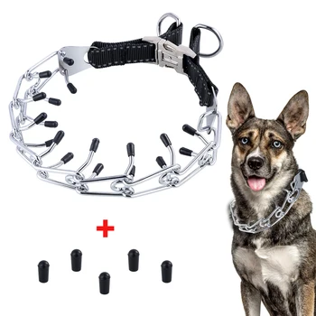 

Pet Dog Training Metal Gear Pinch Collar Dogs Quick Release Snap Buckle With Rubber Tips Medium Large Dog Trainer