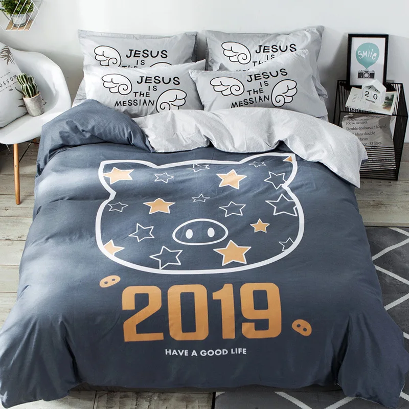 

13 Kinds 100% Cotton Cartoon Pig Pattern Kids 3/4pcs Bedding Set Twin Full Queen Size Duvet Cover Fitted /Flat Sheet Pillow Case