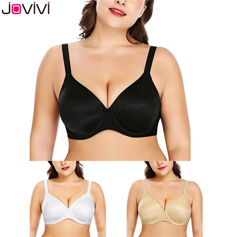 Jovivi New 1 pc Lady Minimizer Bra Plus Size Bra Full Coverage Bra Molded Cup Underwire Women's Bras Black/White/Nude 3 Colors
