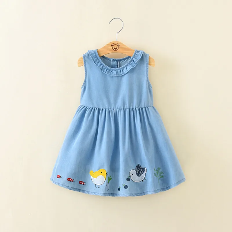 Baby Kid Children Girls Floral Embroidery Dress Denim Jeans Sleeveless Princess Summer Clothes Dresses Blue Color 2-8 year Baby Kid Children Girls Floral Embroidery Dress Denim Jeans Sleeveless Princess Summer Clothes Dresses Blue Color 2-8 year