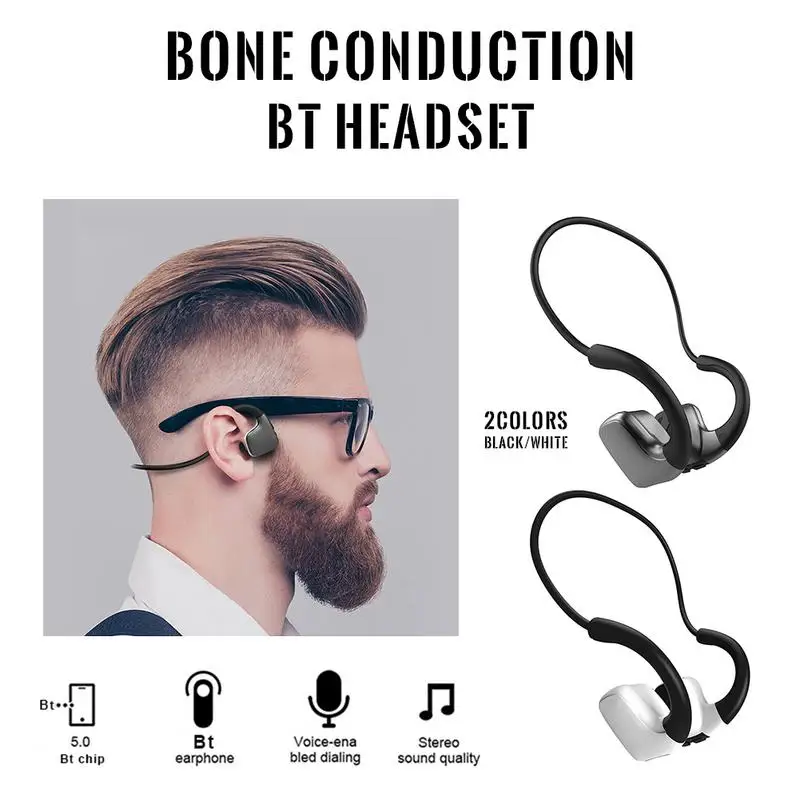 

Bluetooth Wireless Headphone Bone Conduction Headset With Micphone Sweat-proof For Running Cycling Fitness Black For S.Wear R9