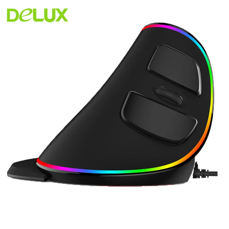 buy Delux M618 Plus Wired Ergonomics Vertical Mouse Wireless 6 Buttons RGB Gaming Mouse Gamer 4000 DPI Optical Computer Mice For PC