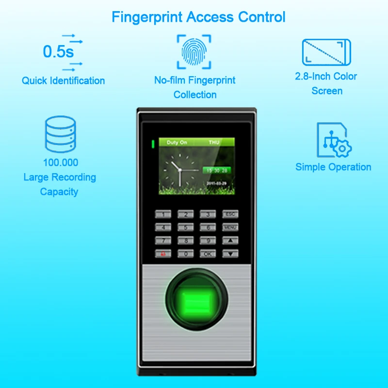 

Biometric Attendance System Fingerprint Access Control System Security TCPIP Time Recorder Clock door Access Control System