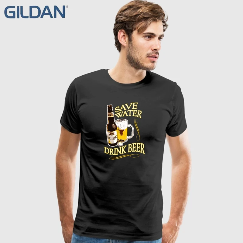 Save Water Drink Beer T Shirt Black Mens Funny Brand Clothing Personalized Hip Tope T Shirt