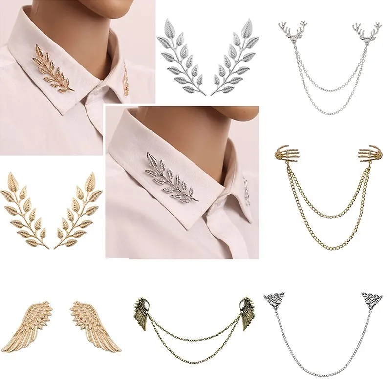 

1 Pair Delicate Tree Leaf Brooches Pins For Women Men Vintage Elk Wings Palm Crystal Jean Shirts Suits Lapel Pin Retro Broche