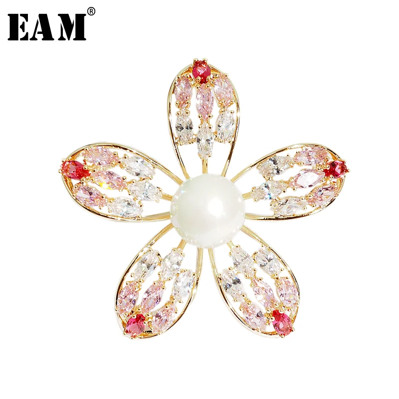 

WKOUD EAM Jewelry / 2018 New Fashion Temperament Crystal Bauhinia Chest Simple All-match Women's Accessories S#B12608